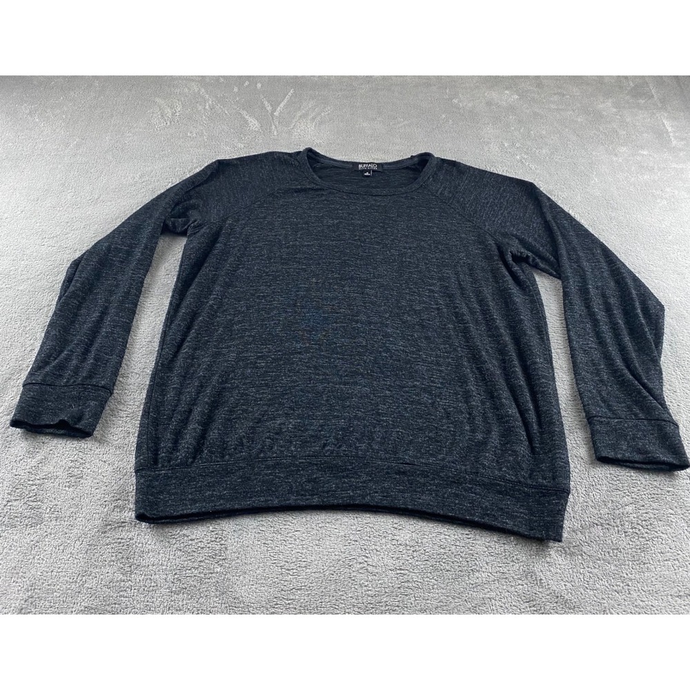 Buffalo David Bitton Mens Long Sleeve Pullover Marled Gray Crew Sweatshirt M